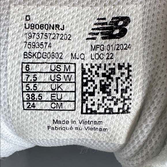 New Balance 9060 White Chunky Mesh & Leather Sneakers - Picture 5 of 5